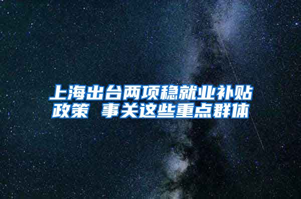 上海出台两项稳就业补贴政策 事关这些重点群体