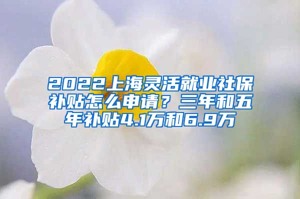 2022上海灵活就业社保补贴怎么申请？三年和五年补贴4.1万和6.9万