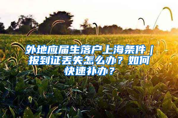 外地应届生落户上海条件｜报到证丢失怎么办？如何快速补办？