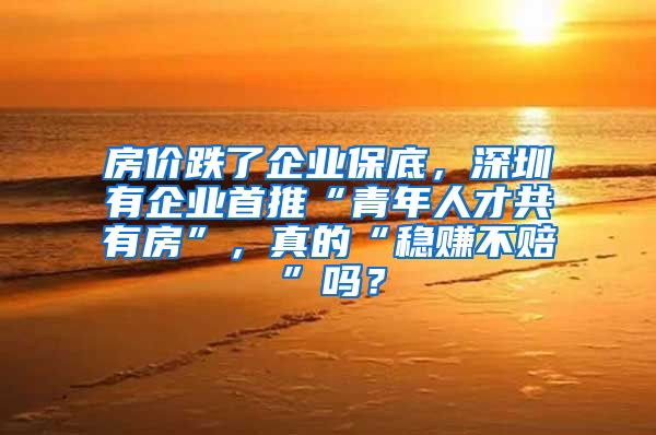 房价跌了企业保底，深圳有企业首推“青年人才共有房”，真的“稳赚不赔”吗？