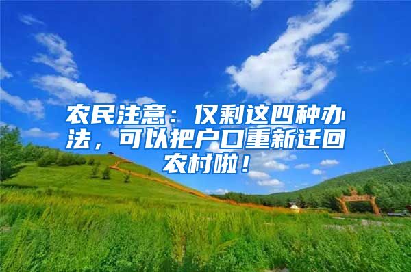 农民注意：仅剩这四种办法，可以把户口重新迁回农村啦！