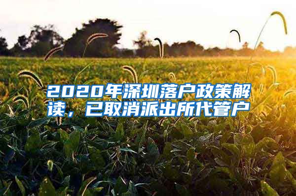 2020年深圳落户政策解读，已取消派出所代管户