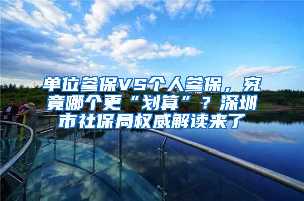 单位参保VS个人参保，究竟哪个更“划算”？深圳市社保局权威解读来了