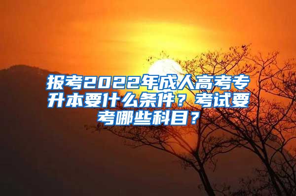 报考2022年成人高考专升本要什么条件？考试要考哪些科目？