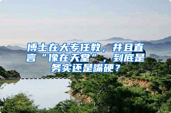 博士在大专任教，并且直言“像在天堂”，到底是务实还是嘴硬？