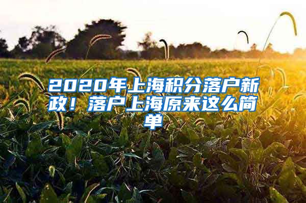 2020年上海积分落户新政！落户上海原来这么简单