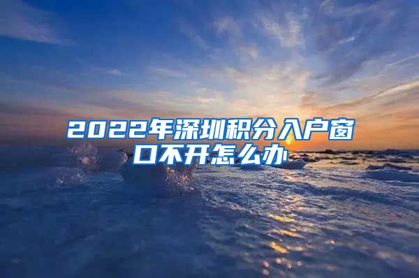 2022年深圳积分入户窗口不开怎么办