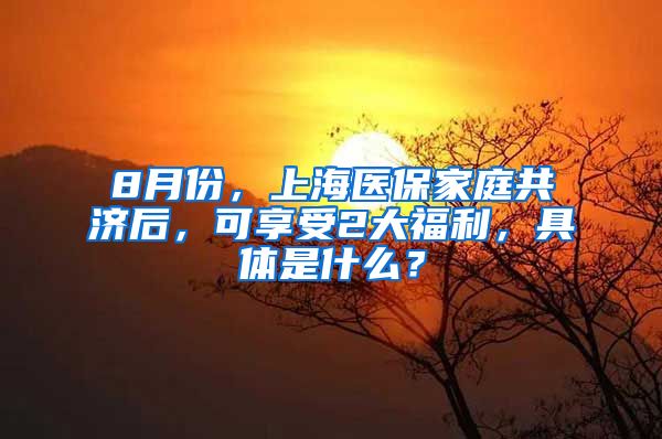 8月份，上海医保家庭共济后，可享受2大福利，具体是什么？