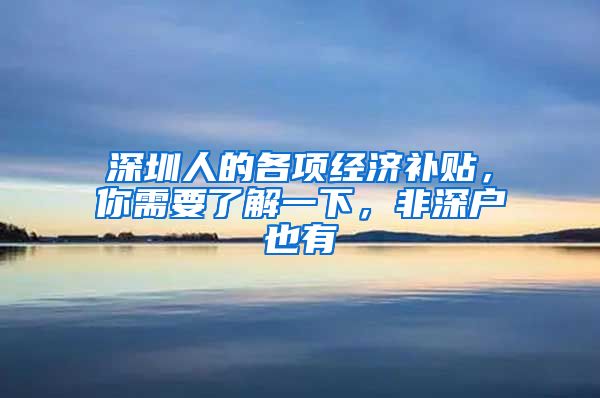 深圳人的各项经济补贴，你需要了解一下，非深户也有