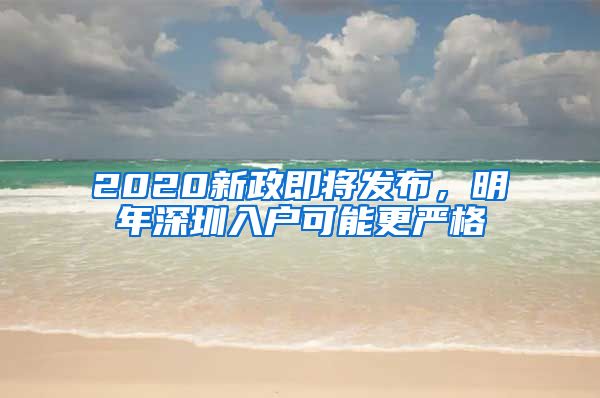 2020新政即将发布，明年深圳入户可能更严格