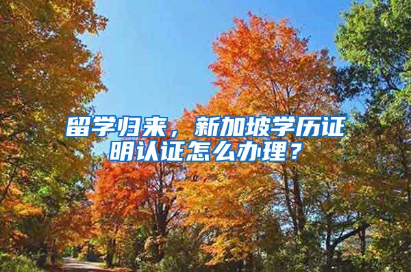 留学归来，新加坡学历证明认证怎么办理？