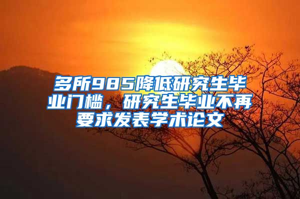 多所985降低研究生毕业门槛，研究生毕业不再要求发表学术论文