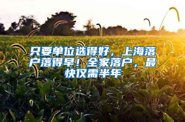 只要单位选得好，上海落户落得早！全家落户，最快仅需半年