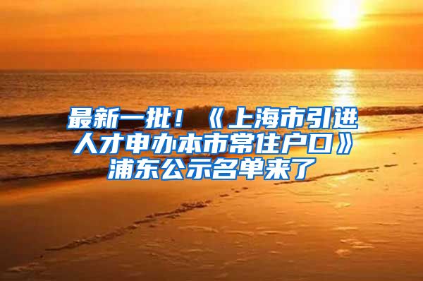 最新一批！《上海市引进人才申办本市常住户口》浦东公示名单来了