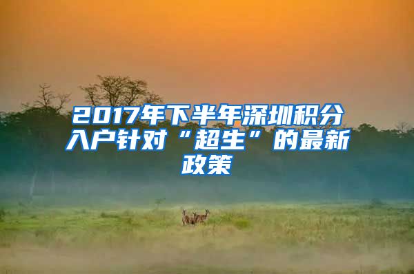 2017年下半年深圳积分入户针对“超生”的最新政策