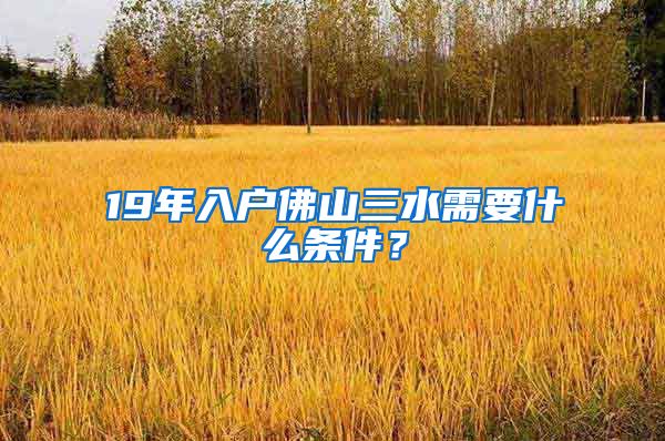 19年入户佛山三水需要什么条件？