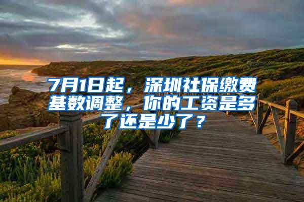 7月1日起，深圳社保缴费基数调整，你的工资是多了还是少了？