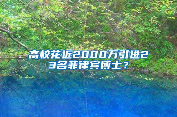 高校花近2000万引进23名菲律宾博士？