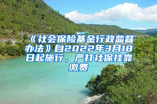 《社会保险基金行政监督办法》自2022年3月18日起施行，严打社保挂靠缴费