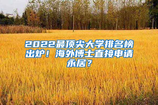 2022最顶尖大学排名榜出炉！海外博士直接申请永居？