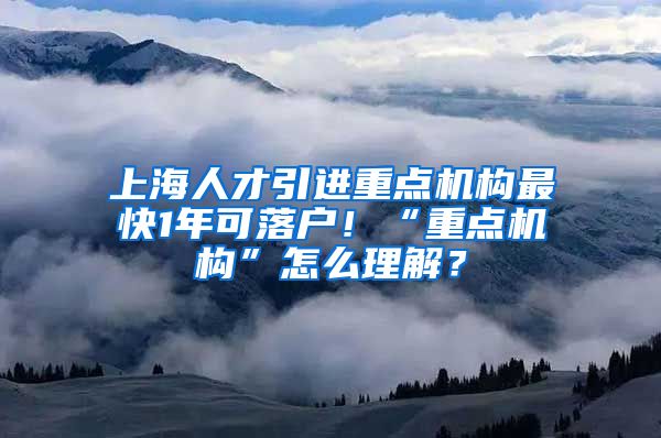 上海人才引进重点机构最快1年可落户！“重点机构”怎么理解？