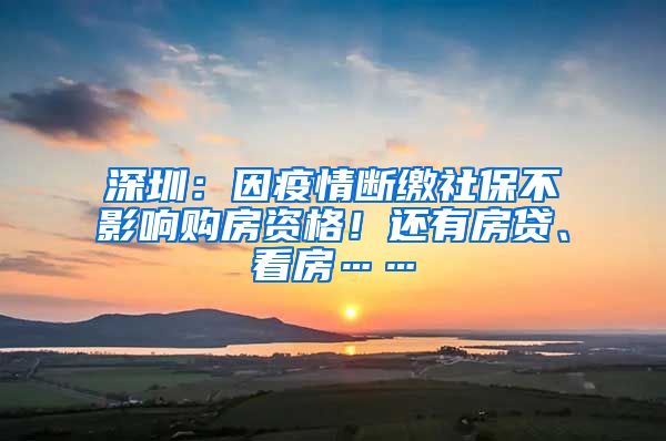 深圳：因疫情断缴社保不影响购房资格！还有房贷、看房……