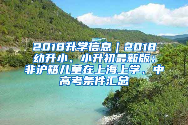 2018升学信息｜2018幼升小、小升初最新版：非沪籍儿童在上海上学、中高考条件汇总