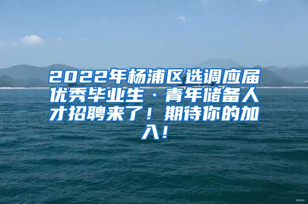 2022年杨浦区选调应届优秀毕业生·青年储备人才招聘来了！期待你的加入！