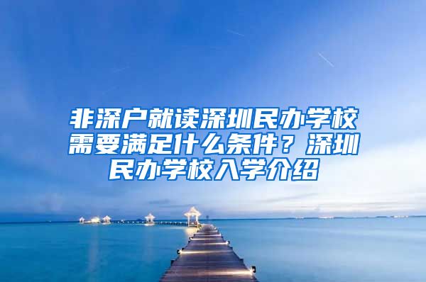 非深户就读深圳民办学校需要满足什么条件？深圳民办学校入学介绍