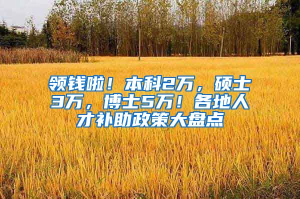 领钱啦！本科2万，硕士3万，博士5万！各地人才补助政策大盘点