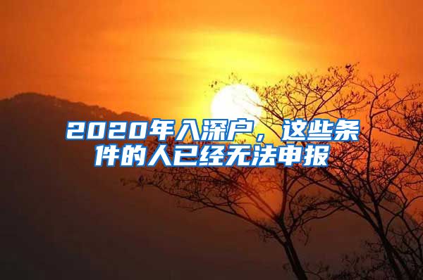 2020年入深户，这些条件的人已经无法申报