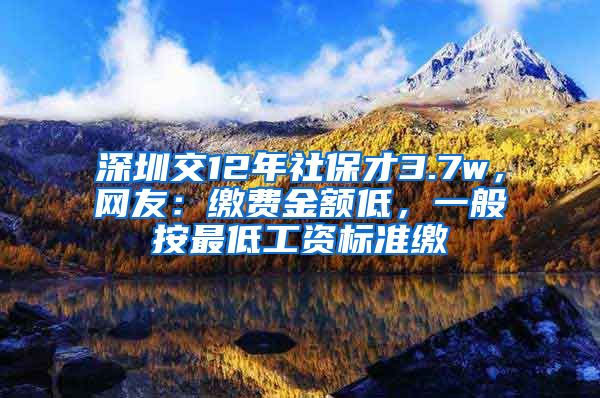 深圳交12年社保才3.7w，网友：缴费金额低，一般按最低工资标准缴