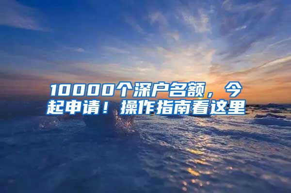 10000个深户名额，今起申请！操作指南看这里