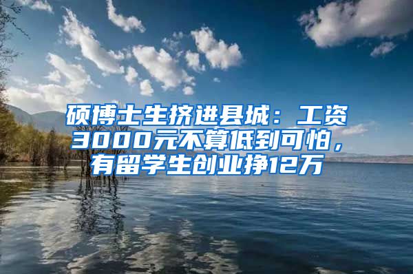 硕博士生挤进县城：工资3000元不算低到可怕，有留学生创业挣12万