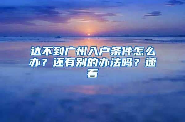 达不到广州入户条件怎么办？还有别的办法吗？速看