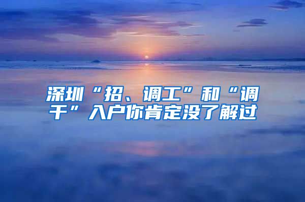 深圳“招、调工”和“调干”入户你肯定没了解过