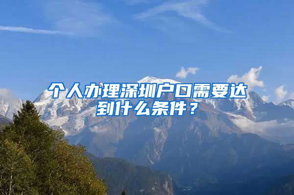 个人办理深圳户口需要达到什么条件？