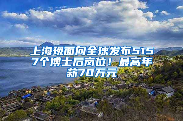 上海现面向全球发布5157个博士后岗位！最高年薪70万元