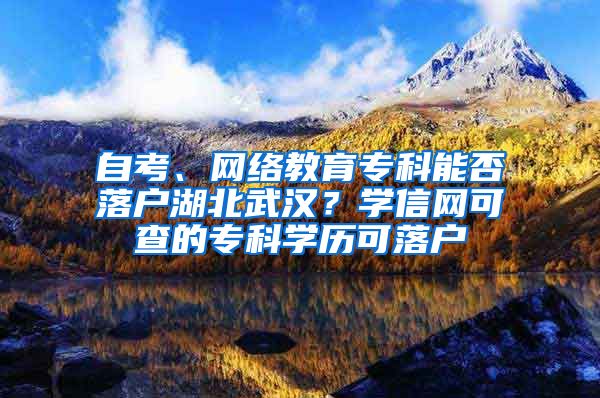 自考、网络教育专科能否落户湖北武汉？学信网可查的专科学历可落户