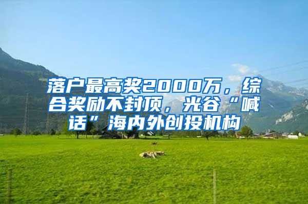 落户最高奖2000万，综合奖励不封顶，光谷“喊话”海内外创投机构