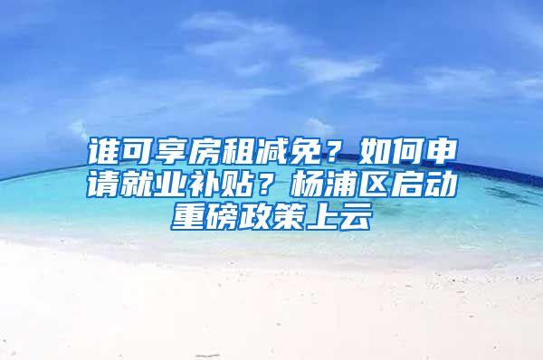 谁可享房租减免？如何申请就业补贴？杨浦区启动重磅政策上云