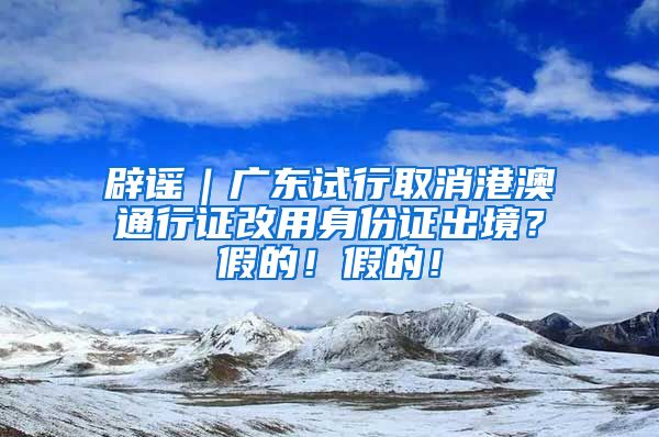 辟谣｜广东试行取消港澳通行证改用身份证出境？假的！假的！