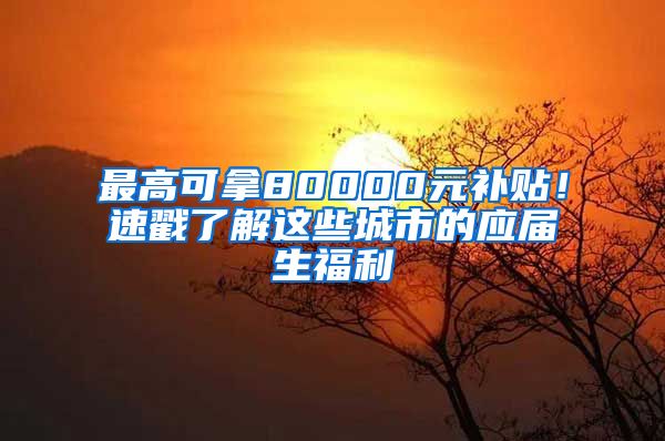 最高可拿80000元补贴！速戳了解这些城市的应届生福利