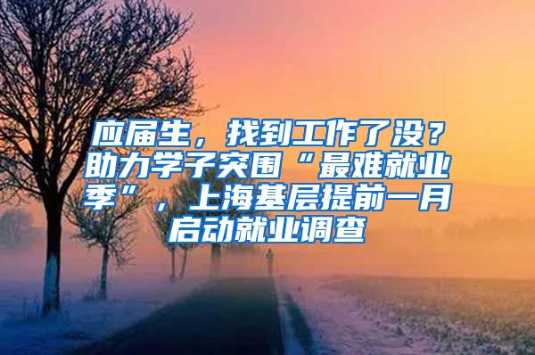 应届生，找到工作了没？助力学子突围“最难就业季”，上海基层提前一月启动就业调查