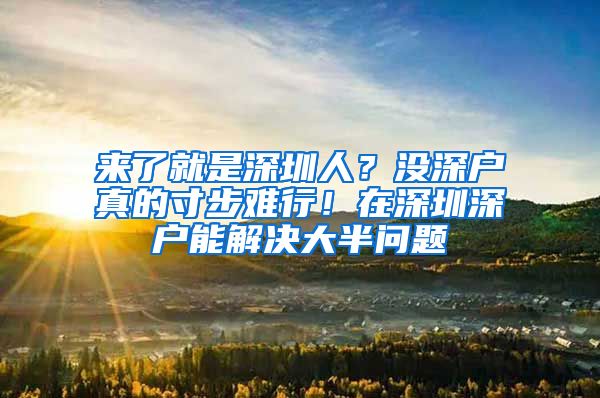 来了就是深圳人？没深户真的寸步难行！在深圳深户能解决大半问题