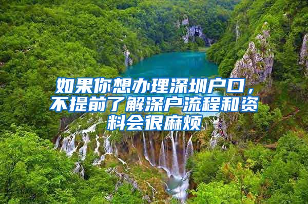 如果你想办理深圳户口，不提前了解深户流程和资料会很麻烦