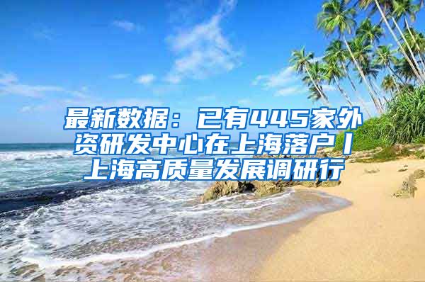 最新数据：已有445家外资研发中心在上海落户丨上海高质量发展调研行