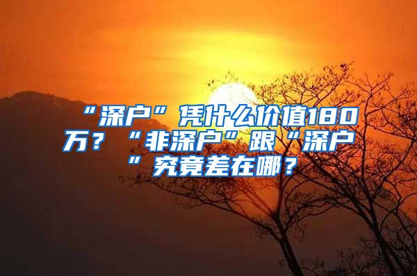 “深户”凭什么价值180万？“非深户”跟“深户”究竟差在哪？