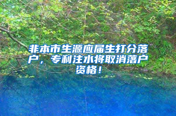 非本市生源应届生打分落户，专利注水将取消落户资格！