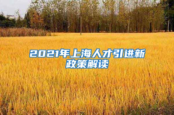 2021年上海人才引进新政策解读